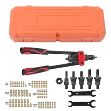 14" Rivet Nut Tool Kit with 90 Rivnuts, 2 Lock Pins for Metric/Inch Mandrels