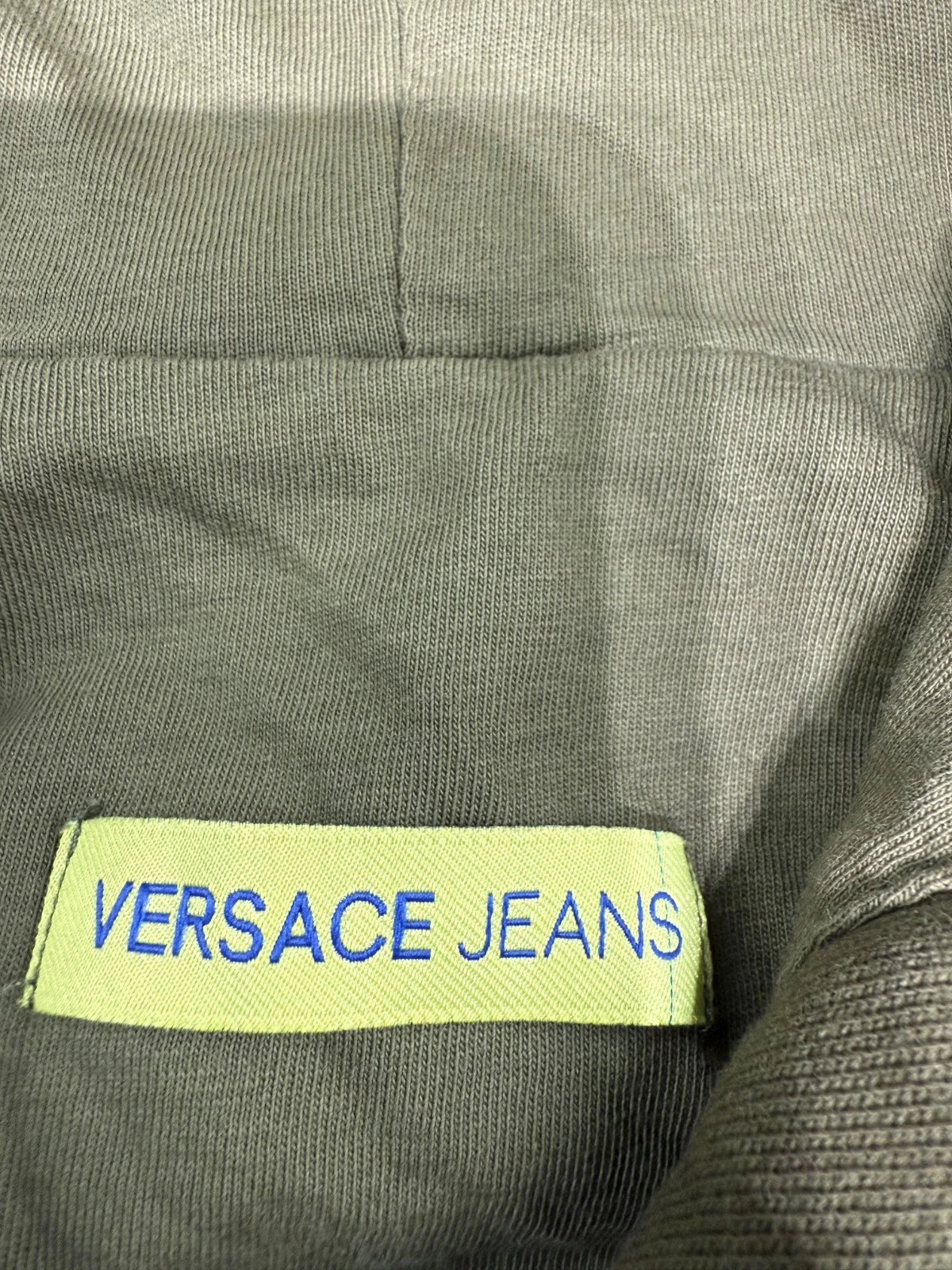 Versace Jeans Felpa con Cappuccio Uomo XL Verde Vestibilità (Grande) Full Zip Maglione Geometrico