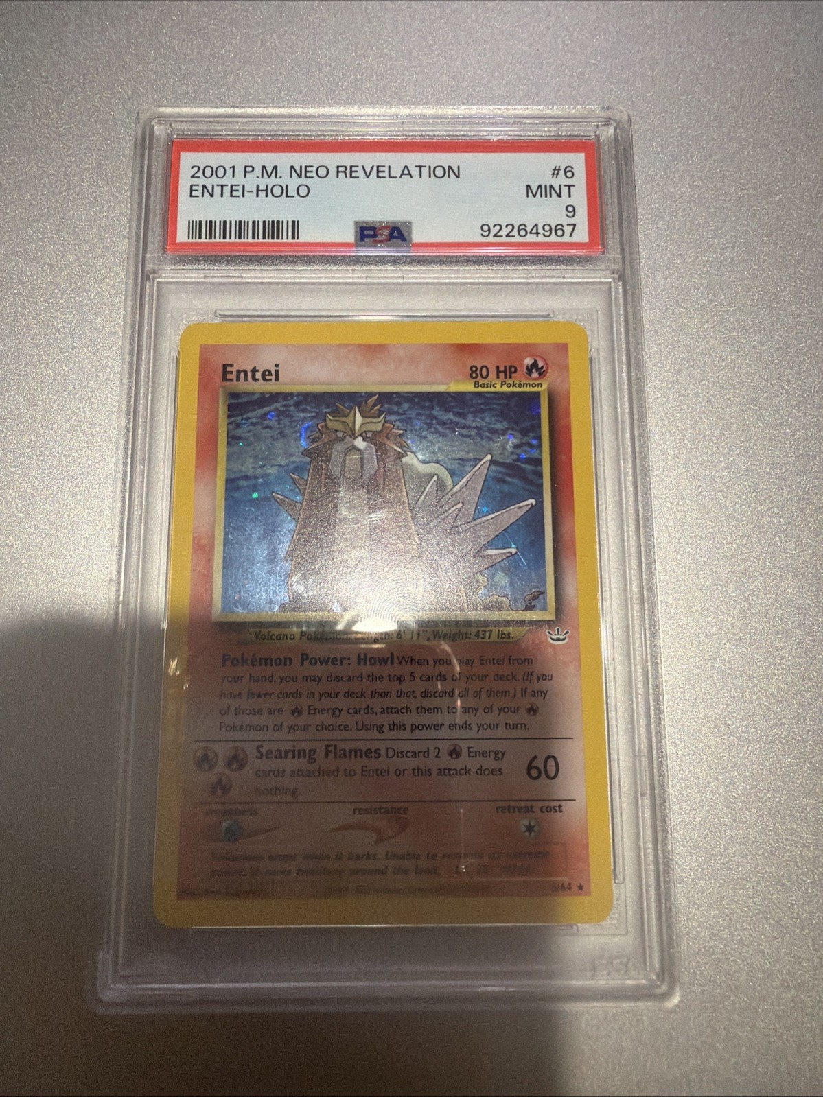 Pokemon Entei 6/64 Neo Revelation Holo PSA 9