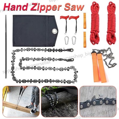 53'' 68 Teeth High Reach Tree Limb Hand Rope Pocket Chain Saw for Camping
