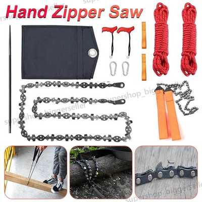 #ad 53#x27;#x27; 68 Teeth High Reach Tree Limb Hand Rope Pocket Chain Saw for Camping $23.95