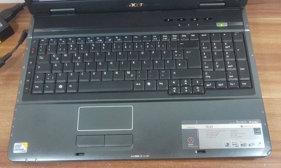 17" Acer 7630 Intel 2x2,1GHz 2GB 256GB SSD HDMI Webcam DVDRW Wlan Win10Pro uvm. - Bild 2 von 4