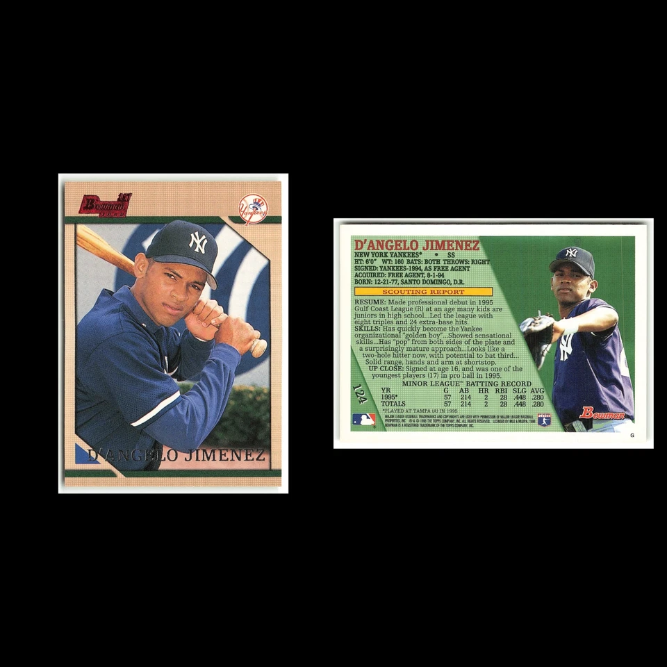DAngelo Jimenez Rookie #124 1996 Bowman New York Yankees Baseball Card MLB NM - Image 3 of 3