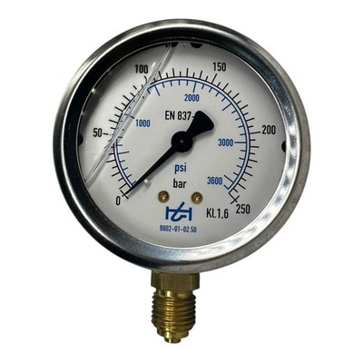 Hydrotechnik 9802-01-02.50 Manometer 0 250 bar 3600 psi G1/4  EN837 KL1.6