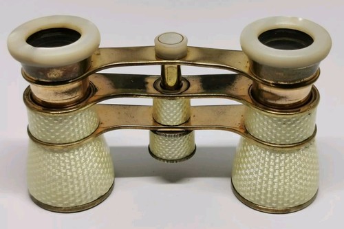 Vtg 1930s Busch Multinett Gilt Metal & Yellow Guilloche Opera Glasses Binoculars - Picture 2 of 20
