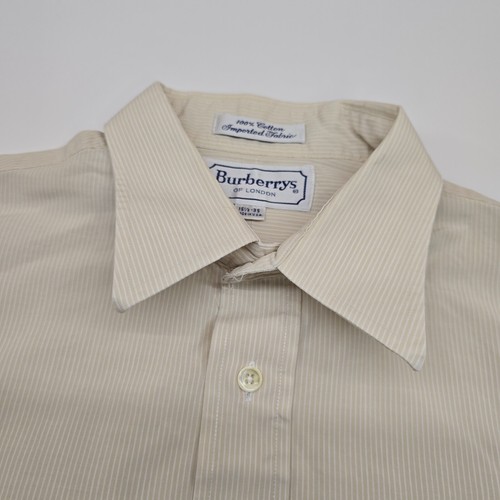 VTG Burberry Long Sleeve Button Shirt Men 15 1/2-35 Striped Beige Made in USA - Picture 8 of 11