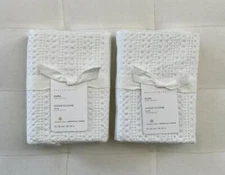 Pottery Barn HONEYCOMB Euro Shams ~Set of Two~ White NWT