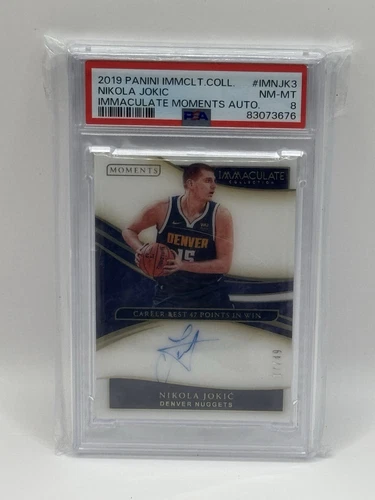 2019 Panini Immaculate Collection Nikola Jokic Moments Auto /49 PSA 8 NUGGETS