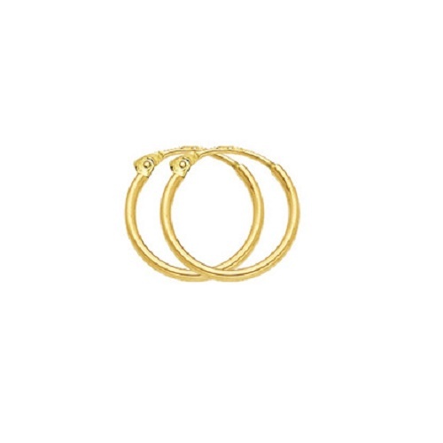 Boucles D'oreilles Créoles Tube Lisse 14 Mm En Or Massif 18K - Dolly-Bijoux, Neuf Avec étiquettes
