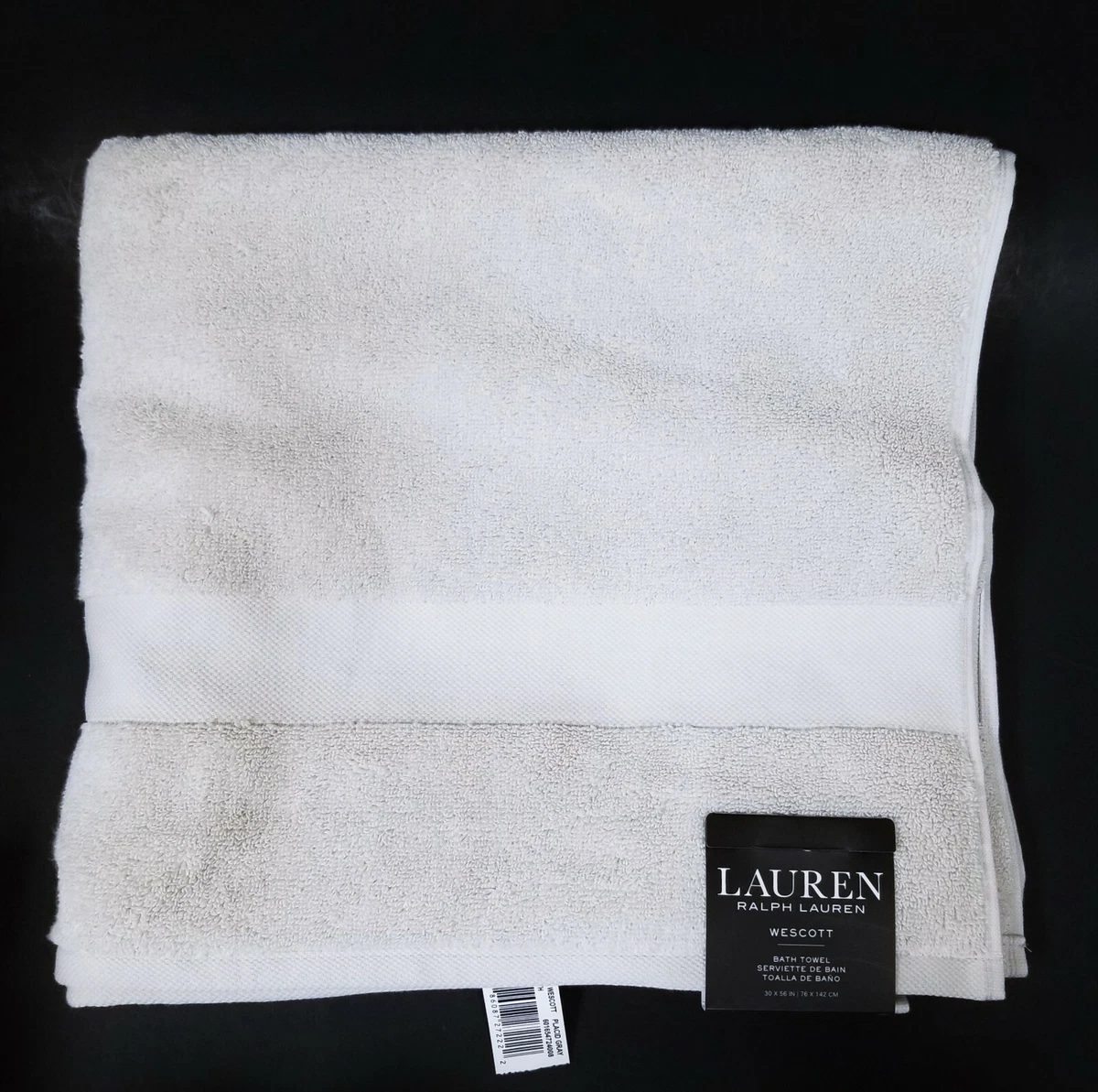 NEW RALPH LAUREN WESCOTT PLACID GRAY,GREY PLUSH BATH TOWEL,BEACH TOWEL