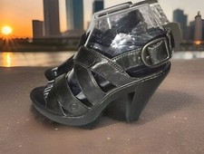 Born Micheline Womens Black Leather Strappy 4" Heels Sandals US Sz 7