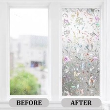 Bathroom Window Flower Privacy Film Glass Sticker Static Cling Stained 4M*60CM