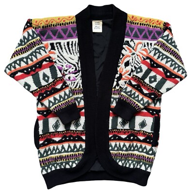 Vintage South Lodge handgefertigte Strickjacke abstrakt Grobstrick offen - Damen L