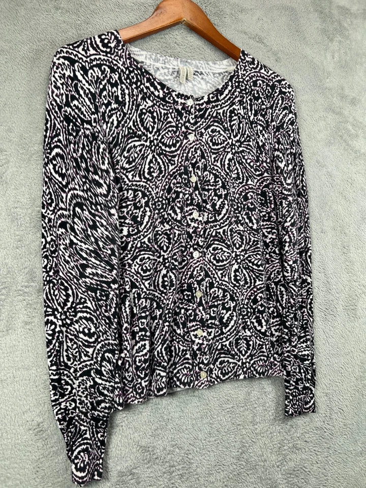 Cárdigan Suéter Madison Para Mujer Pequeño Púrpura Medallón Tejido con Desplazamiento Manga Larga Foto 2 de 4