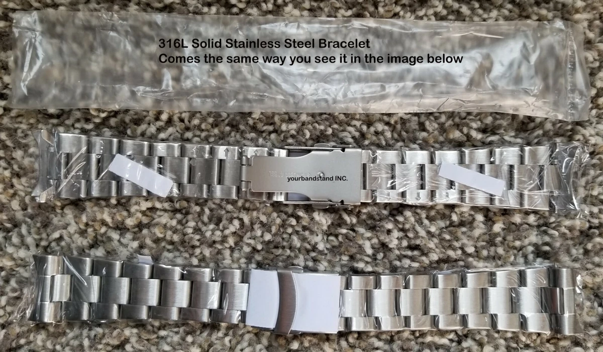 22mm CURVED STAINLESS STEEL OYSTER BRACELET FIT SEIKO 7S26 SKX007