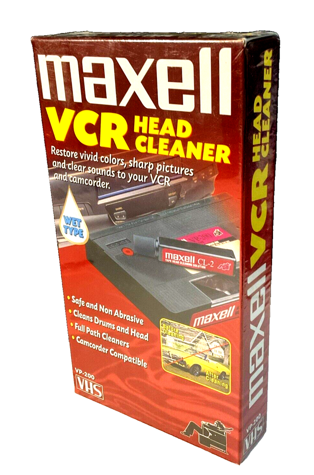 NEW Maxell VCR Head Cleaner VP200 (WetType) (For Cleaning VHS