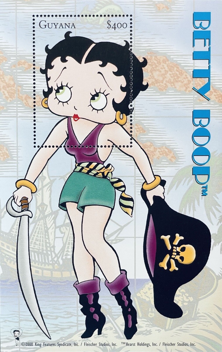 GUYANA BETTY BOOP PIRATE STAMPS SS 2001 MNH ANIMATED CARTOON