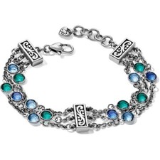 Nwtag Brighton Elora Gems Tri-strand Silver Blue Crystals Bracelet Msrp 98