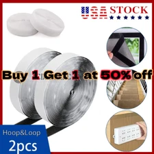 16.4FT Hook and Loop with Strong Self Adhesive Tape Strip Back Fastener Roll US