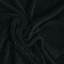 50cm piece of Rich Black Sherpa Fleece Fabric - Super Soft, Texture, 
