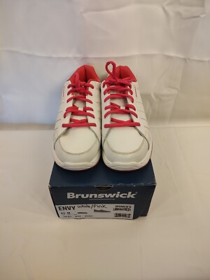 Brunswick Strikeforce Shoes W 8.5 Satin Athletic Low Bowling White/Pink VGUC!
