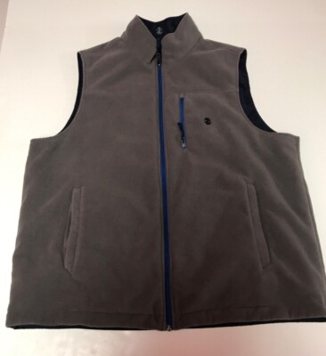 Men's IZOD Reversible Navy Wind Breaker Grey Micro-fleece Vest