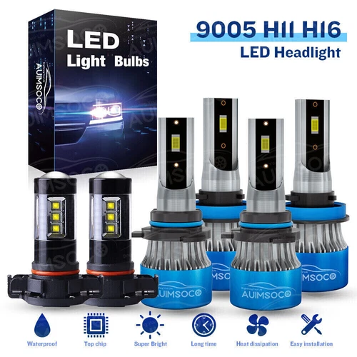LED Headlights+Fog Lights Bulbs White For GMC Sierra 3500 HD 2007 2008-2014 6x
