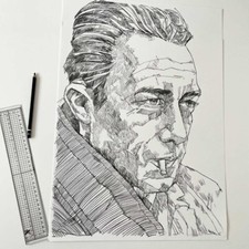 ALBERT CAMUS original artwork, Pencil drawing, Plague, Outsider, The Fall, books