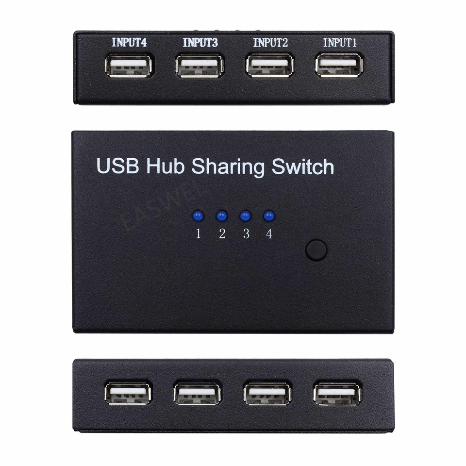 Peripheral Button USB KVM Switch for 4 Computers Sharing 4 USB Devices Peripheral ...