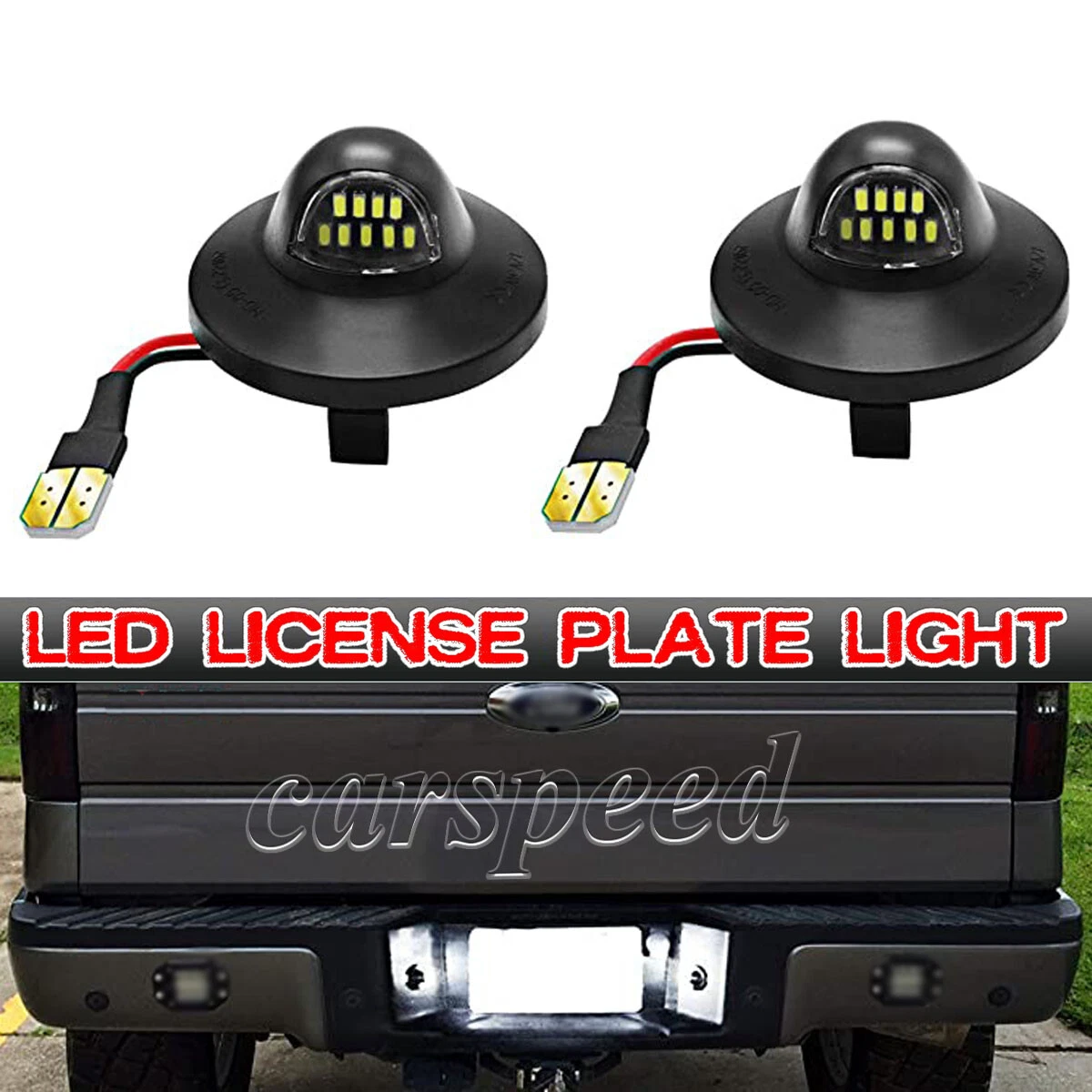 2x LED License Plate Light Tag Lamp Assembly Replacement for Ford F150 F250  F350 - Car Lighting