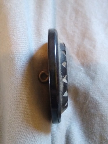 Vintage 1 and 5/8" Carved Black Plastic Button. - Picture 8 of 13