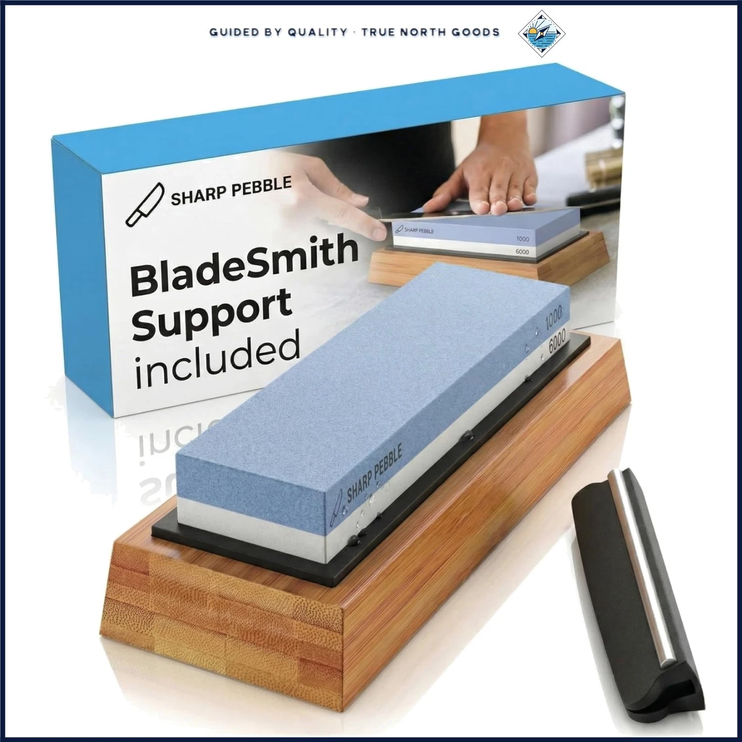Knife Sharpening System with Corundum Whetstone and Detailed Instruction Manual