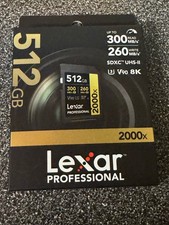 Lexar 512GB Professional 2000x SDXC Memory Card, UHS-II, C10, U3, V90 Open Box