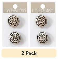 (2 pack) Le Bouton Antique Silver 1 1/2" Celtic Knot Shank Buttons, 2 Pieces