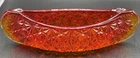 Vintage Fenton Amberina Glass Canoe Daisy and Button Trinket Dish Red Orange 6”
