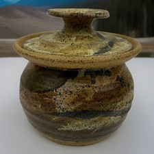 Vintage Studio Pottery French Butter Bell Crock Canada Artist Signed MS     A118
