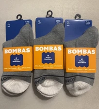 BOMBAS  Merino Wool Blend  Midweight  Quarter Socks  3 Pairs  NWT Size M