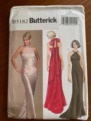 NEW* Butterick B5182 Halter Evening Dress Sewing Pattern. Wm Sizes: 6,8 ...
