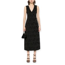 Ulla Johnson Elara Black Textured Midi Dress, Size 6, New with tag