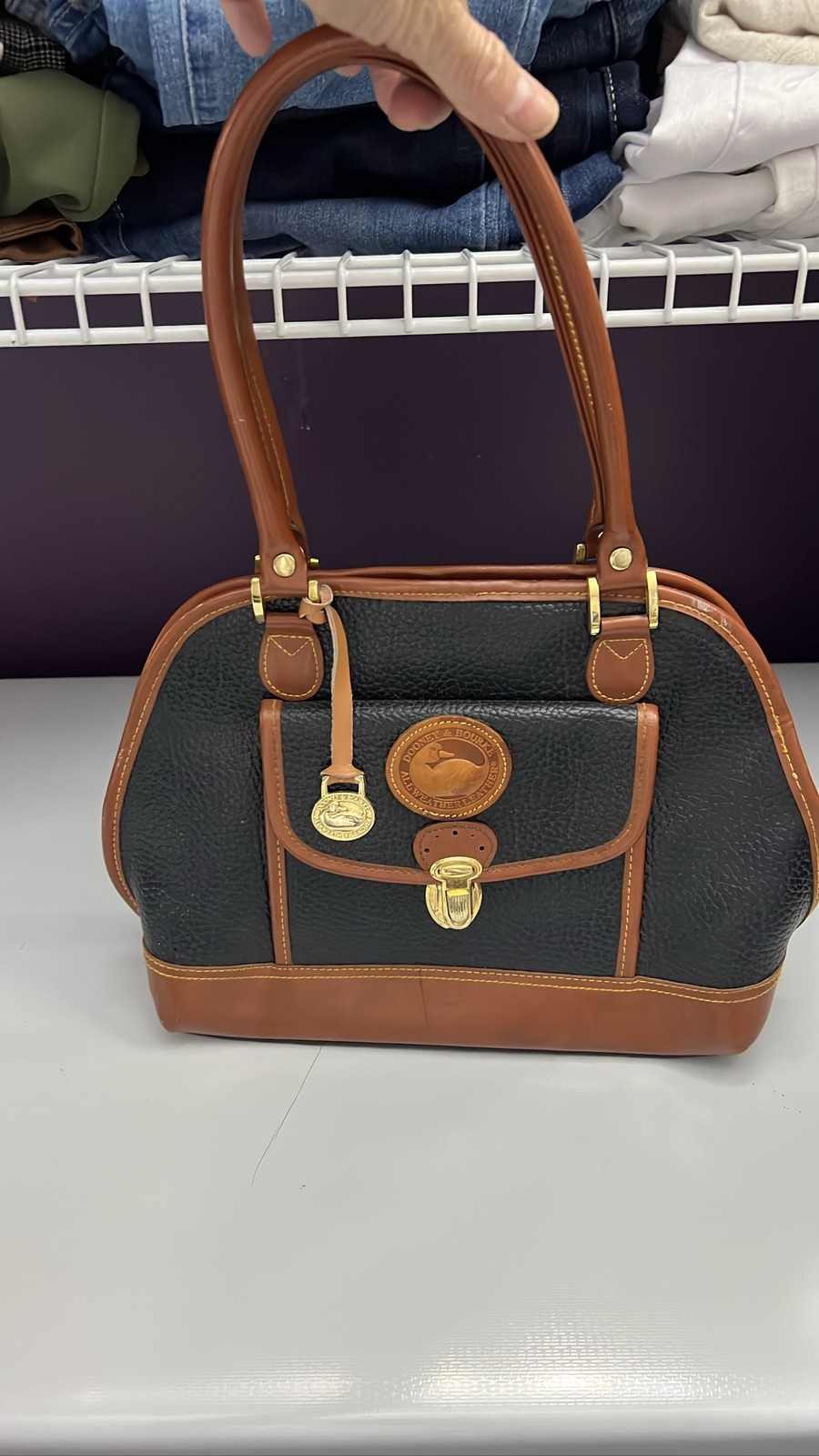 Dooney & Bourke Black Brown All Weather Leather Satchel