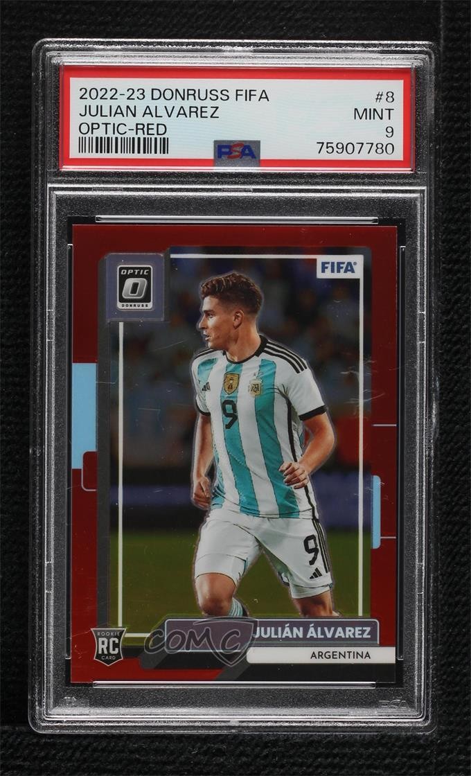 2022 Donruss Optic Red Prizm 145/165 Julian Alvarez #8 PSA 9 MINT Rookie RC 14do