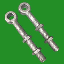 2x Galvanised Adjustable Gate Eye Bolts + Nuts M20 x 150mm for 20mm pin