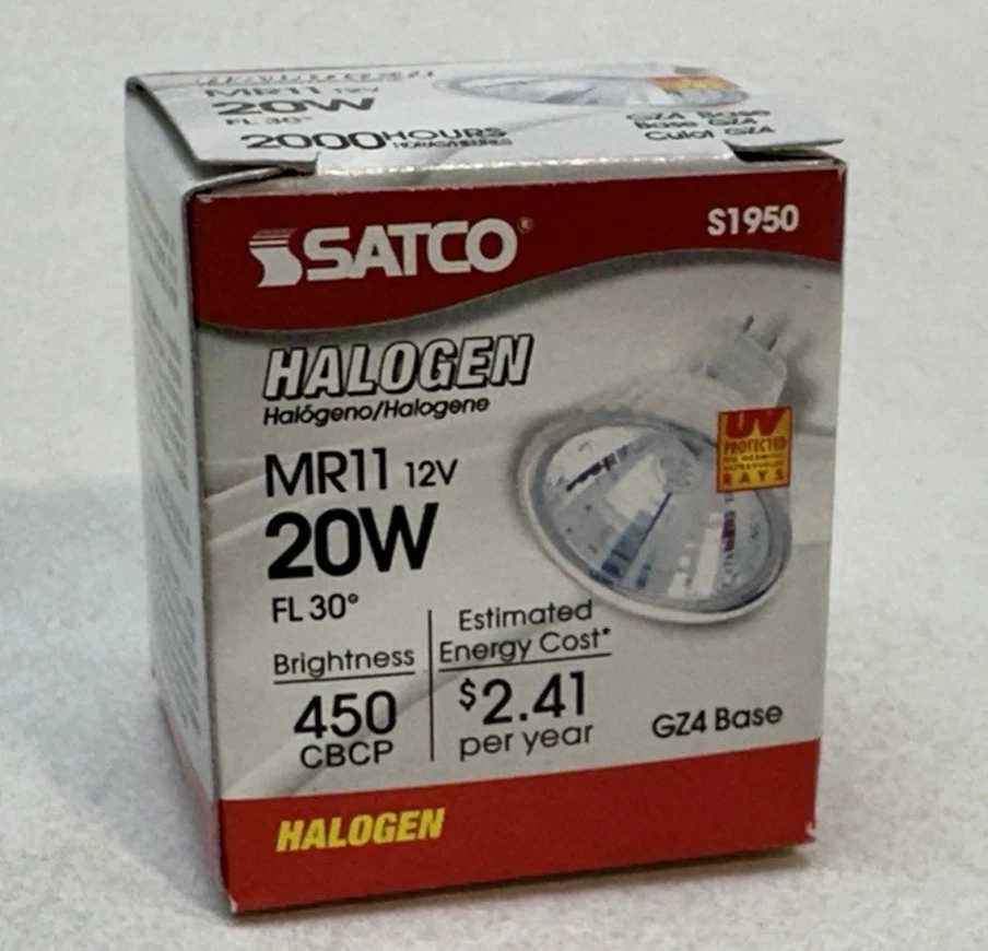 SATCO S1950 FL 30° 20W 12V MR11 2-Pin Bi-Pin GZ4 UV Protected - 2 bulbs - Image 2 of 4