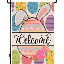 Happy Easter Garden Flag 12 18 Inch Double Sided, Welcome 12 x18 , 1