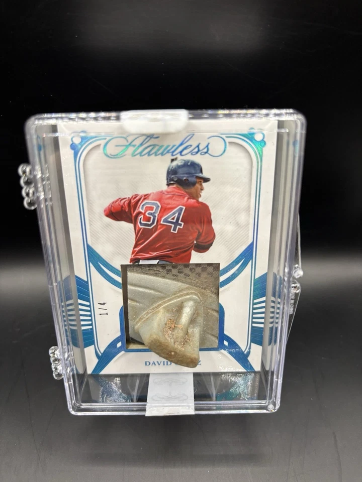 David Ortiz 2024 Flawless Boston Red Sox GAME USED Cleat Spike Card W DIRT! #1/4 - Image 2 of 4