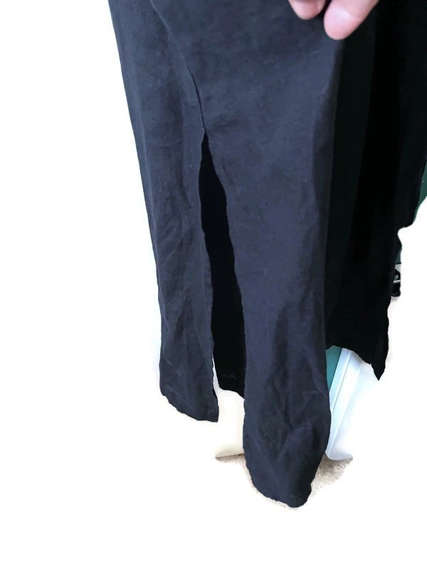 J. Vestido Cabana Crew Para Mujer Talla XL Negro Lino Maxi Aberturas Bolsillos Resort NUEVO Foto 4 de 4