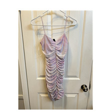 Windsor Ruched Mesh Strappy Bodycon Mini Dress Multicolor Purple Pink White S