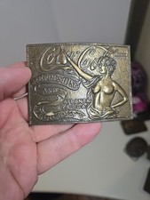 Vintage Coca Cola Lady Tiffany Foundry Atlanta GA Solid Brass Belt Buckle
