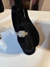 S .925 Sterling Silver Princess cut halo ring with CZ Pave-set stones Sz. 6