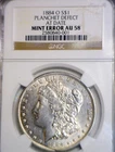 1884o ERROR NGC AU58 Planchet Defect + VAM 41 Morgan Silver Dollar $1 AU + Coin